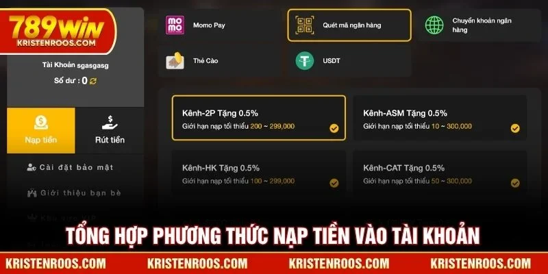 Tổng hợp phương thức nạp tiền vào tài khoản